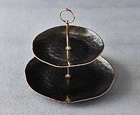 Plateau à deux niveaux Figaro, noir, 20 cm