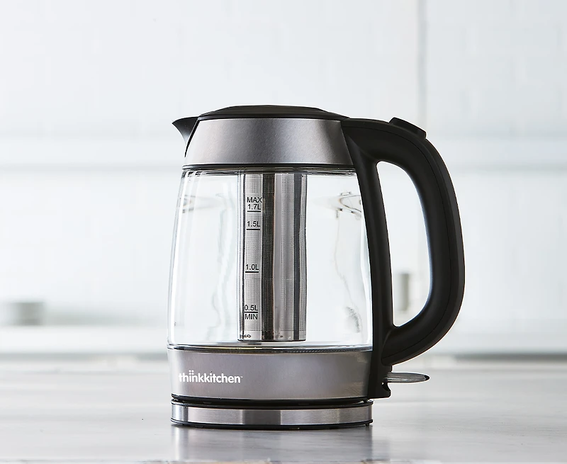 Bouilloire en verre avec infuseur Crystalline par thinkkitchen, 1,7 litre