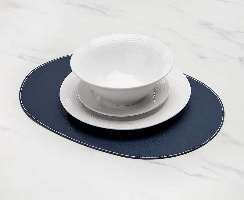 Napperon rond bleu Cuero, 45 cm