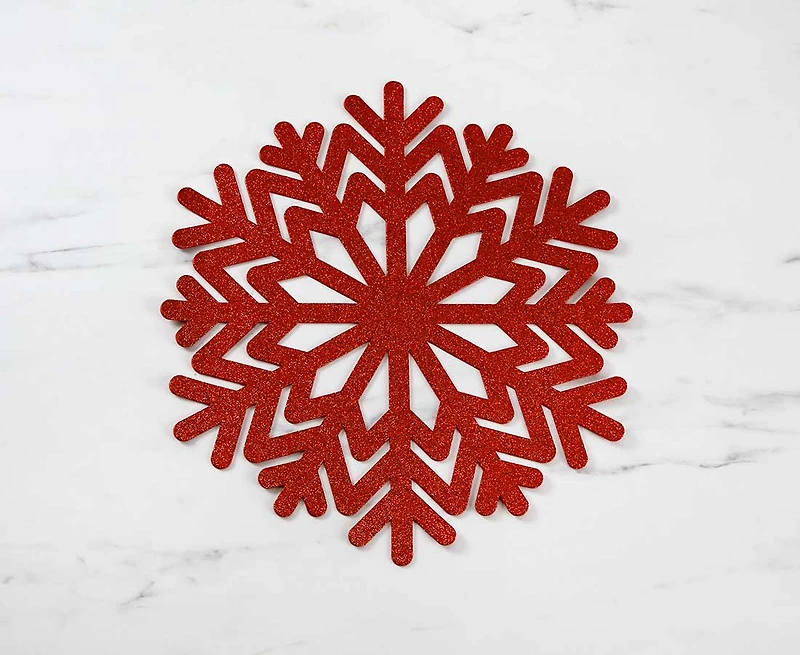 Flocon Placemat with Glitter, Red