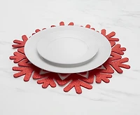 Napperon Flocon avec paillettes, rouge