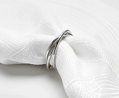 Anneau à serviette de table argenté Boucle