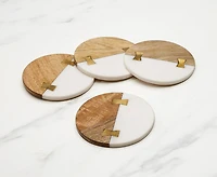 Sous-verres Gold Tie, résine et bois, Ens. de 4 