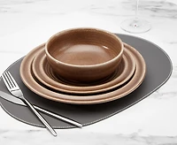 Leather 12-Pc Dinnerware Set, Brown