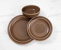 Leather 12-Pc Dinnerware Set, Brown