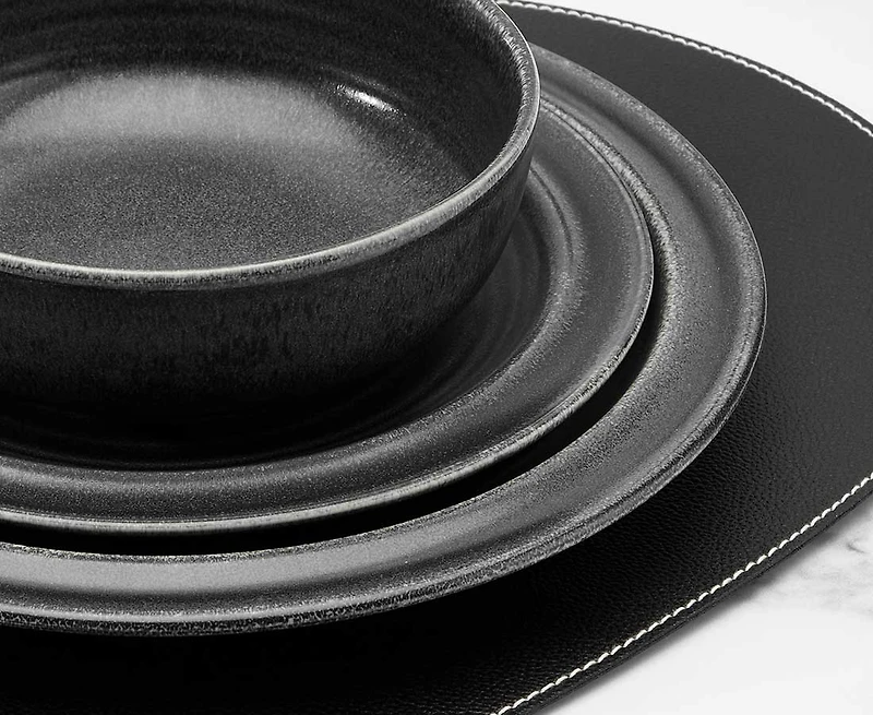 Leather 12-Pc Dinnerware Set, Tuxedo