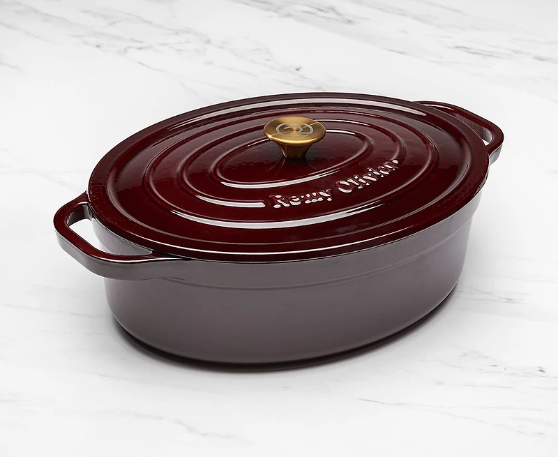 Cocotte ovale en fonte Bordeaux par Remy Olivier, 7,2 litres