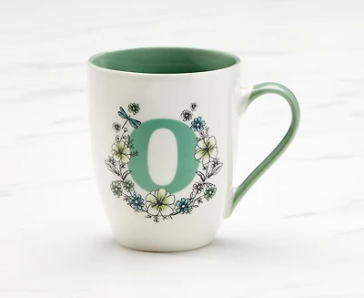 Tasse à monogramme « O », pétunias, 14 oz