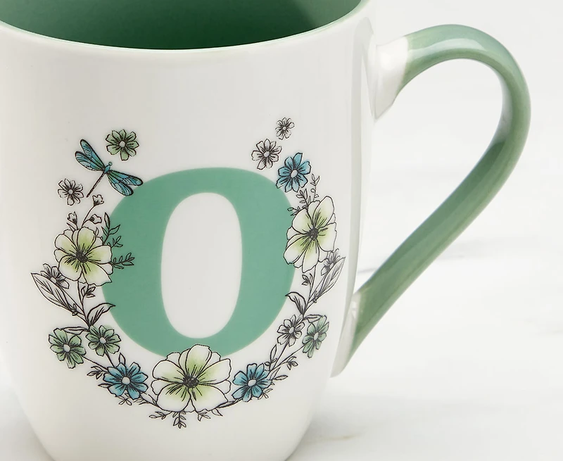 Tasse à monogramme « O », pétunias, 14 oz
