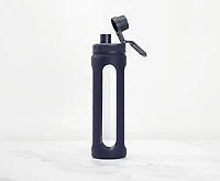 Bouteille Essential en verre avec manchon en silicone, marine, 750 ml