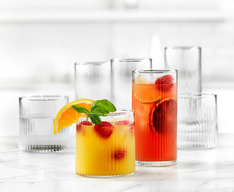 Ensemble de verres côtelés Pulse, transparent, Ens. de 12