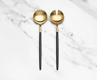 Ens. de deux ustensiles à salade Regan, or et noir