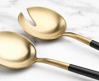 Ens. de deux ustensiles à salade Regan, or et noir