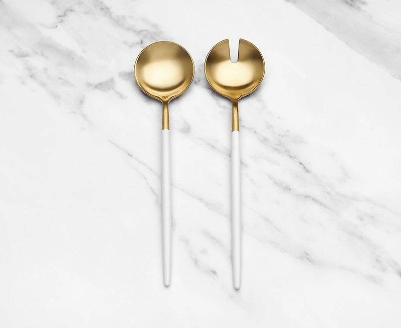 Regan 2-Pc Salad Utensils, Gold & White