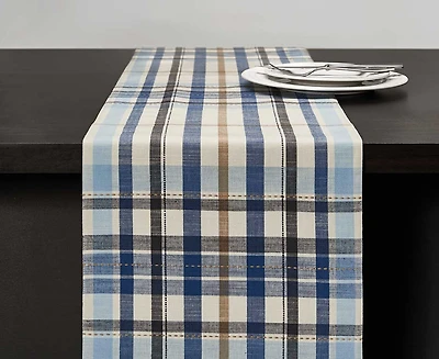 Chemin de table Berkshire, motif à carreaux marine