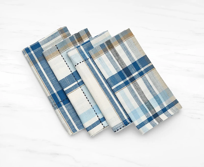 Serviettes de table Berkshire, motif à carreaux marine, Ens. de 4