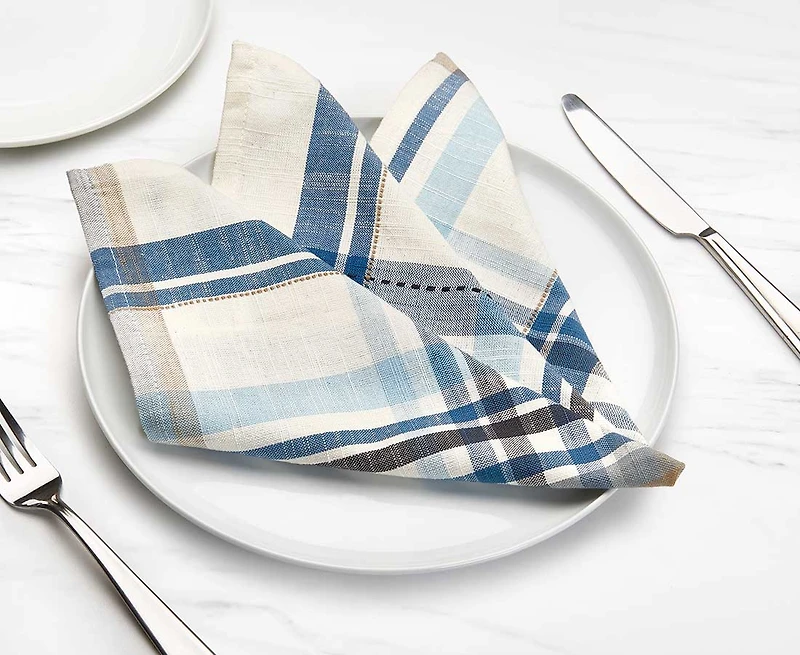 Serviettes de table Berkshire, motif à carreaux marine, Ens. de 4