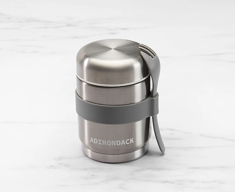 Contenant isotherme avec cuillère, argent, 13 oz