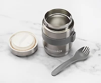 Contenant isotherme avec cuillère, argent, 13 oz