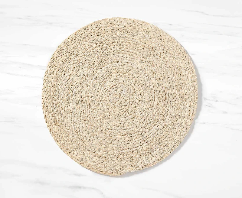 Napperon tissé rond Mazi, naturel, 38 cm