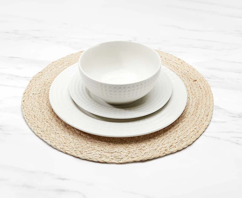Napperon tissé rond Mazi, naturel, 38 cm