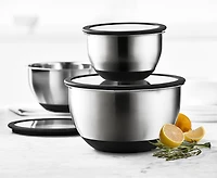Ensemble de 3 bols à mélanger avec couvercle en verre Orion thinkkitchen, argent et noir