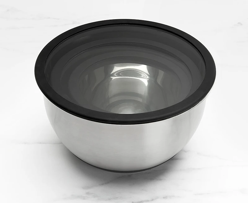 Ensemble de 3 bols à mélanger avec couvercle en verre Orion thinkkitchen, argent et noir