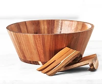 Saladier Silo en bois d'acacia avec ustensiles
