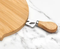 Planche en bambou Minou avec couteau à fromage, couleur naturelle du bois