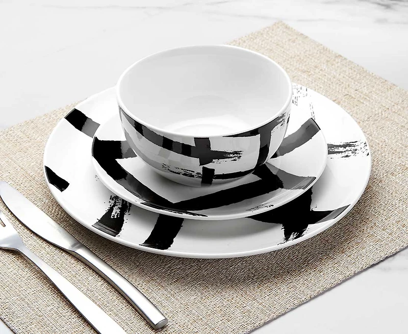Ensemble de vaisselle de 12 pièces Framework, blanc et noir