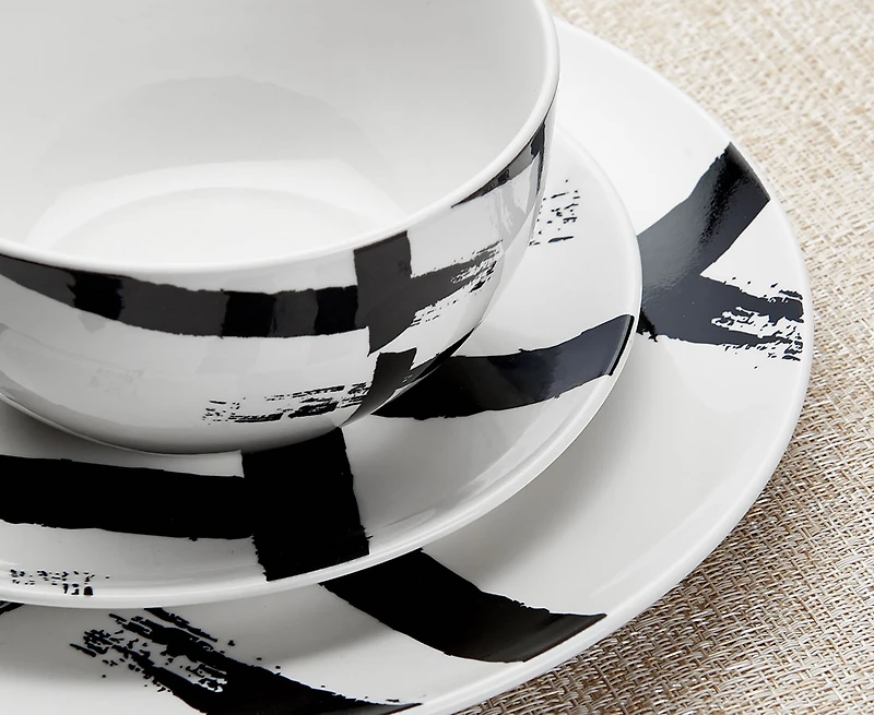 Ensemble de vaisselle de 12 pièces Framework, blanc et noir