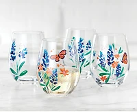 Ens. de quatre verres à vin sans pied Flores