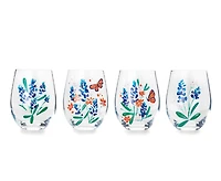 Ens. de quatre verres à vin sans pied Flores