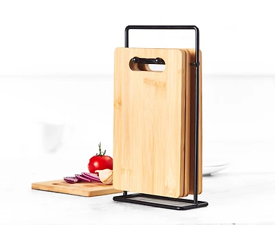 Tulsa Bamboo Board with Support, Set of 4, Natural Wood Colour
