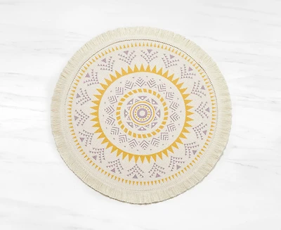 Napperon rond Mosaic, violet et jaune