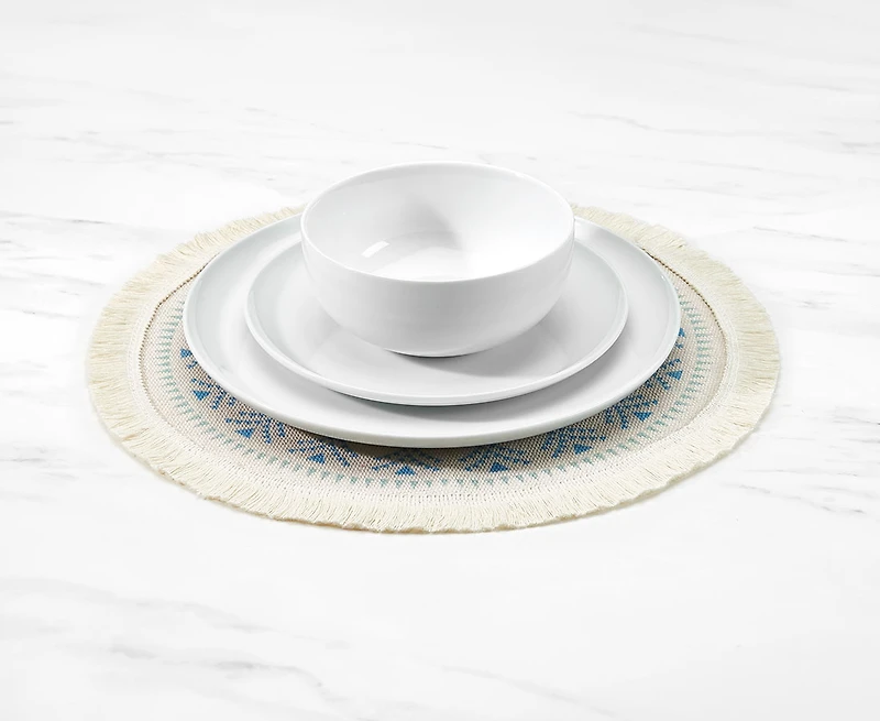 Mosaic Round Placemat, Green & Blue