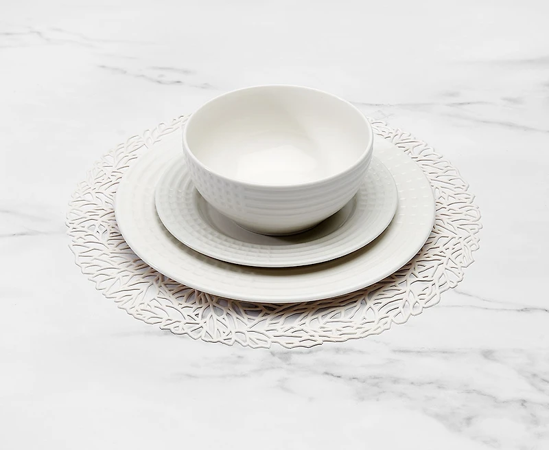 Napperon rond Lattice, blanc