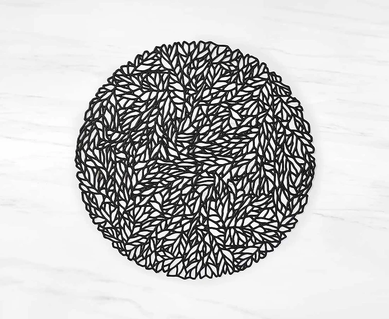 Napperon rond Lattice, noir