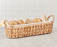 Plat de service avec panier en jacinthe d'eau Catalina, blanc et naturel