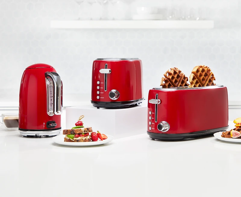 Grille-pain à quatre fentes thinkkitchen Slim, rouge
