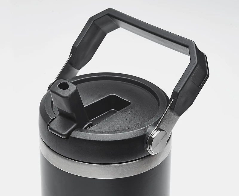 Bouteille isotherme à double paroi avec bouchon à paille SIP, noire, 30 oz
