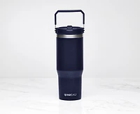 Bouteille isotherme à double paroi avec bouchon à paille SIP, bleu foncé, 30 oz