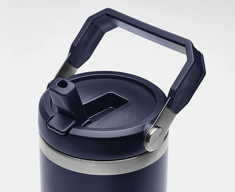 Bouteille isotherme à double paroi avec bouchon à paille SIP, bleu foncé, 30 oz
