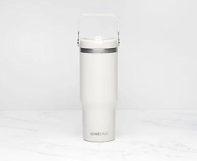 Bouteille isotherme à double paroi avec bouchon à paille SIP, blanc cassé, 30 oz