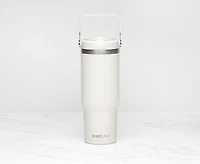 Bouteille isotherme à double paroi avec bouchon à paille SIP, blanc cassé, 30 oz