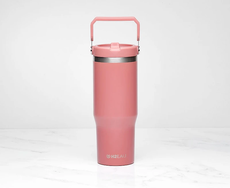 Bouteille isotherme à double paroi avec bouchon à paille SIP, terracotta, 30 oz