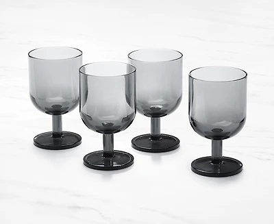 Ensemble de 4 verres empilables, gris fumée