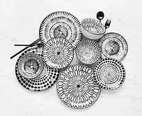 Ensemble de vaisselle de 18 pièces Gallery, blanc et noir