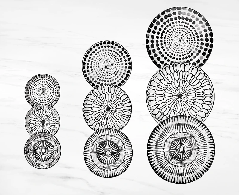 Ensemble de vaisselle de 18 pièces Gallery, blanc et noir