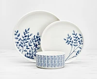 Buttercup 12-Pc Dinnerware Set, Blue and White